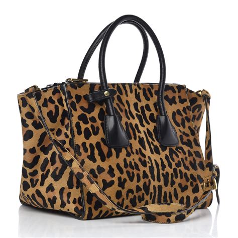 prada cavallino handbag leopard black red|PRADA Cavallino Leopard Print Twin Pocket Tote .